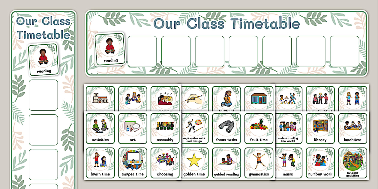 Editable EYFS Botanical-Themed Reception Visual Timetable