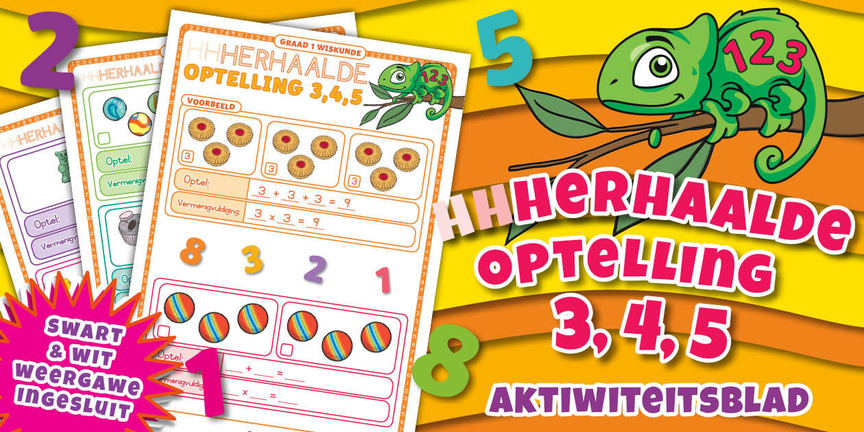Graad 1 Wiskunde – Werkkaart: Herhaalde Optelling 3, 4, 5