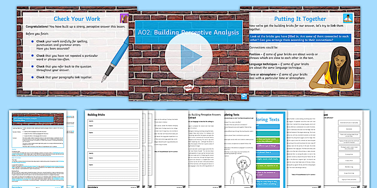 GCSE AO2: Building Perceptive Analysis Lesson Pack - Twinkl
