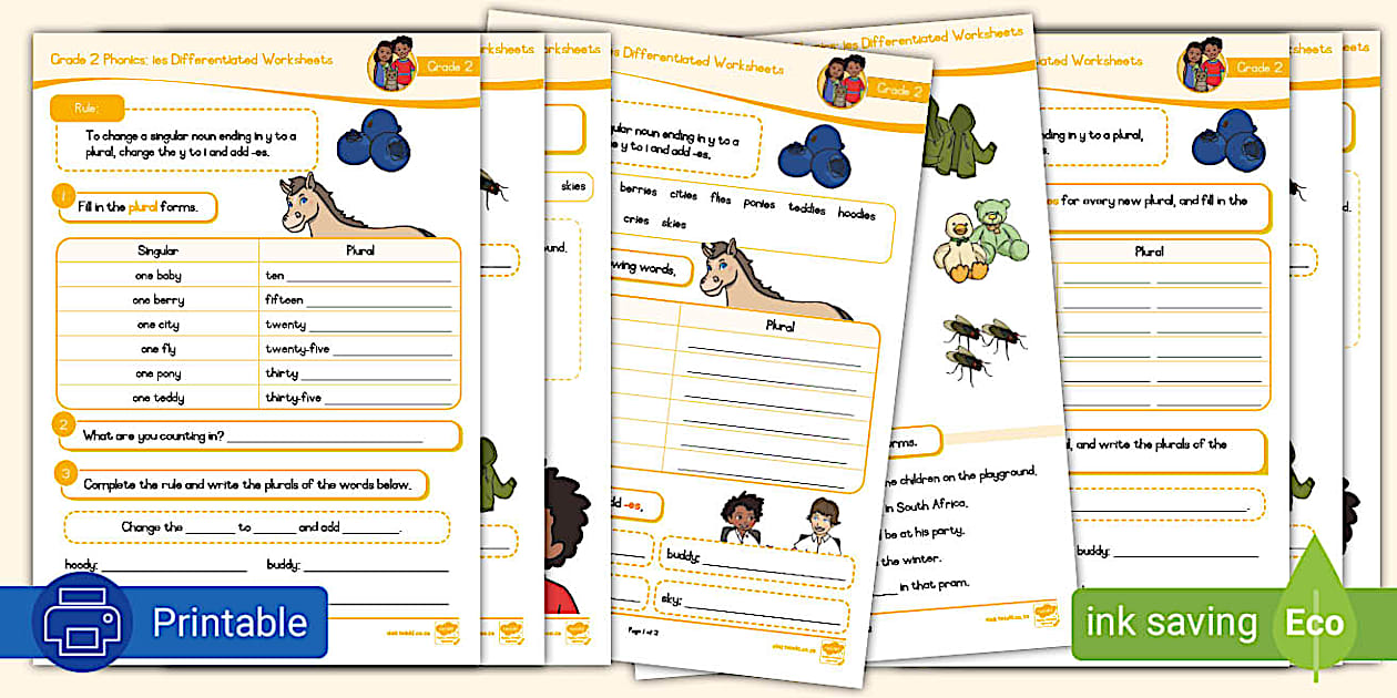 What worksheets are available for the plural add -ies?