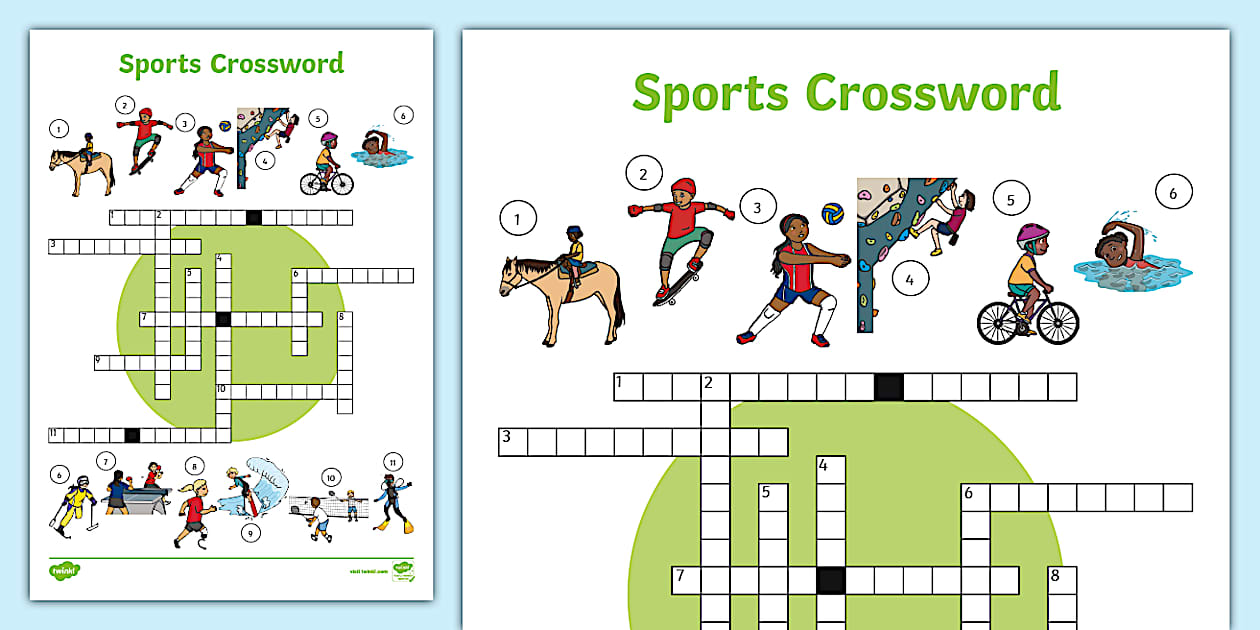Sports Crossword with Clues (teacher made) Twinkl