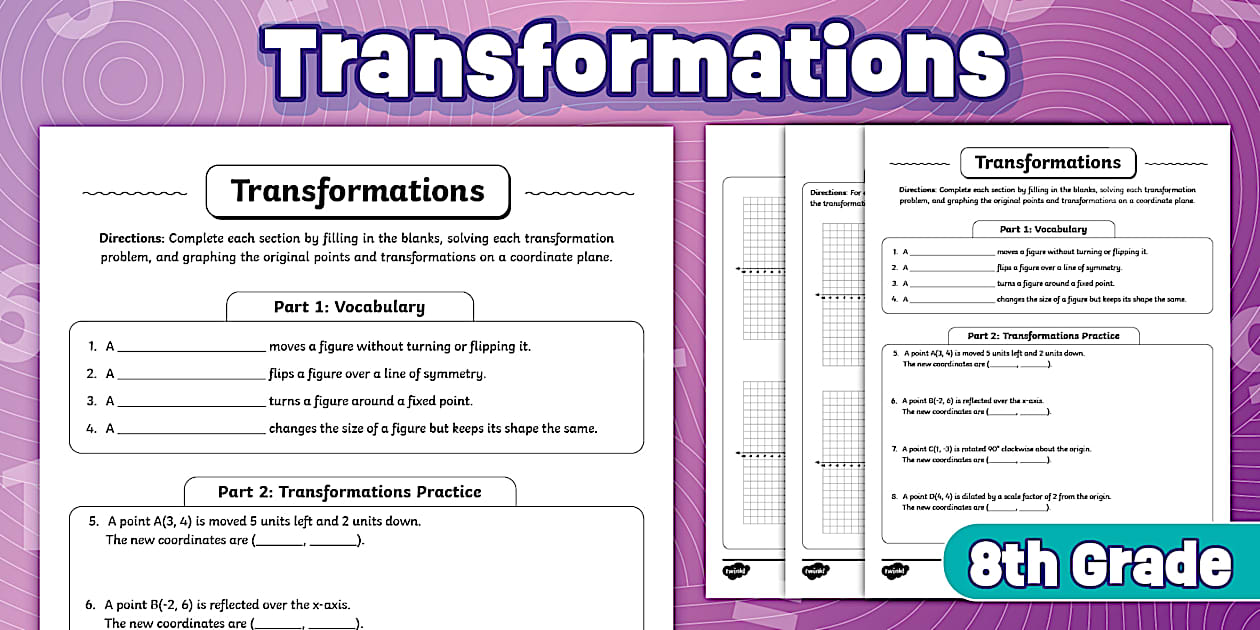 Math Basic Skills Transformations Practice Worksheet