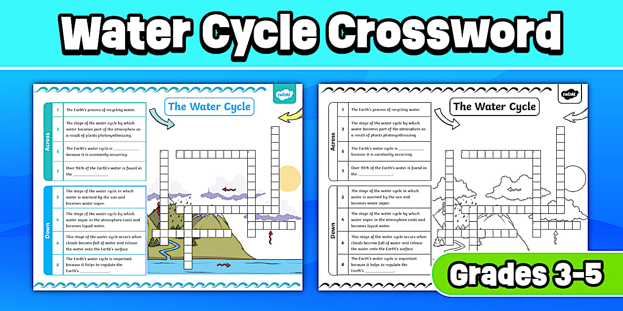 Water Cycle Crossword for 3rd-5th Grade