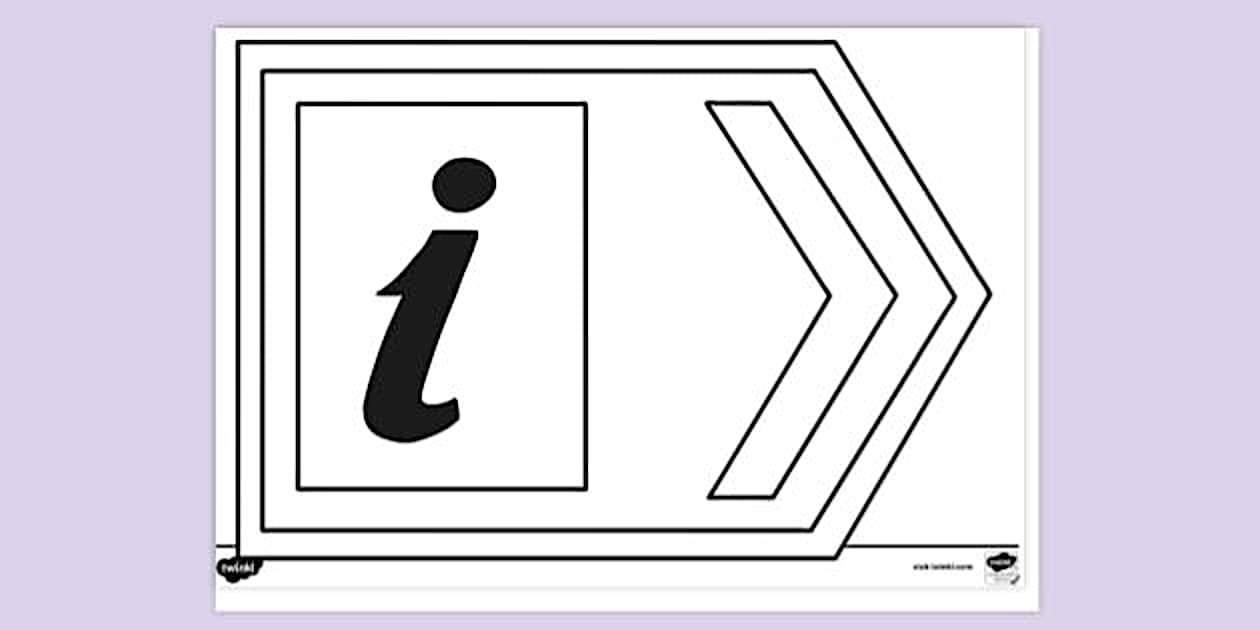 Information Centre Road Sign Colouring Sheet - Twinkl