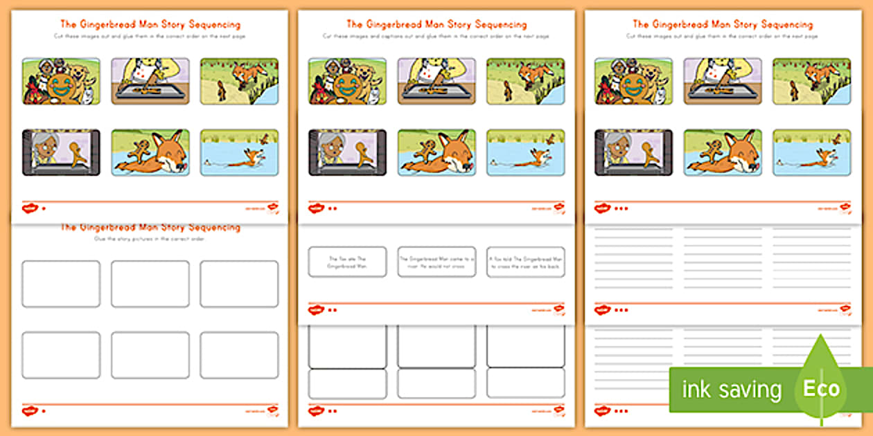 The Gingerbread Man Story Sequencing Differentiated Worksheet