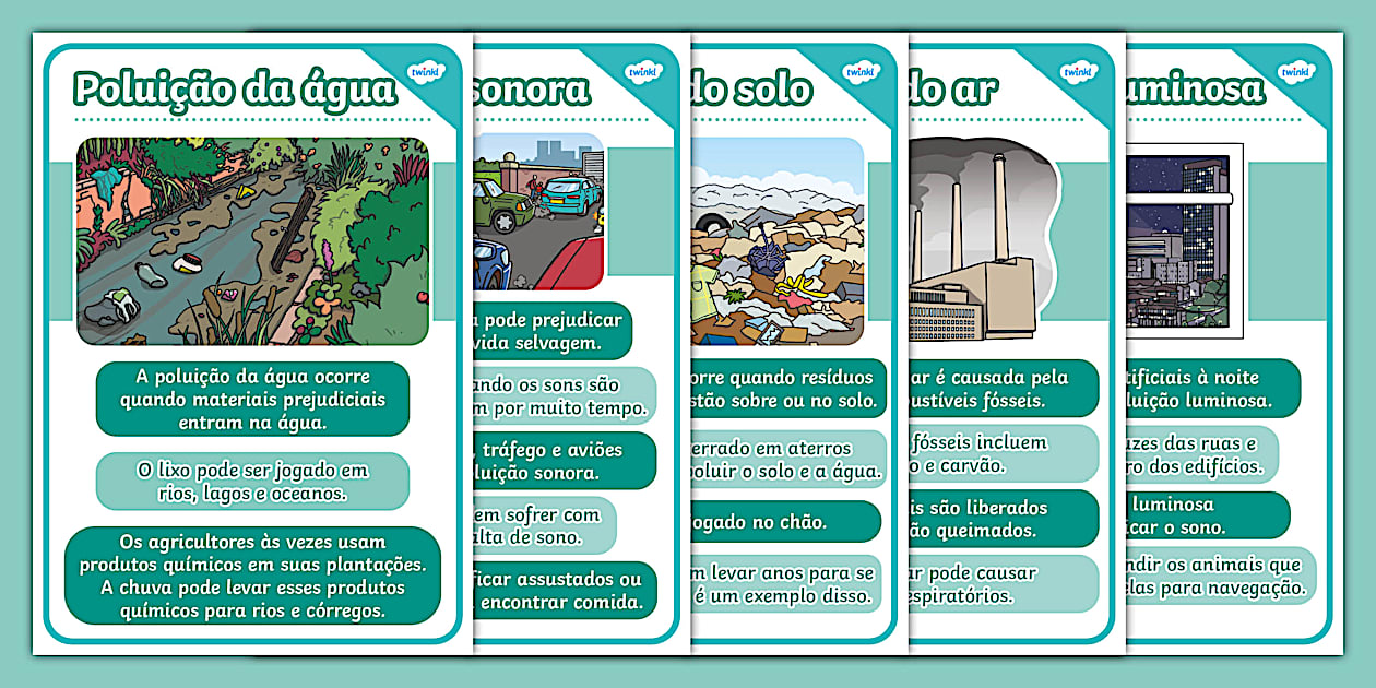 Tipos de poluição - Pôster (teacher made) - Twinkl