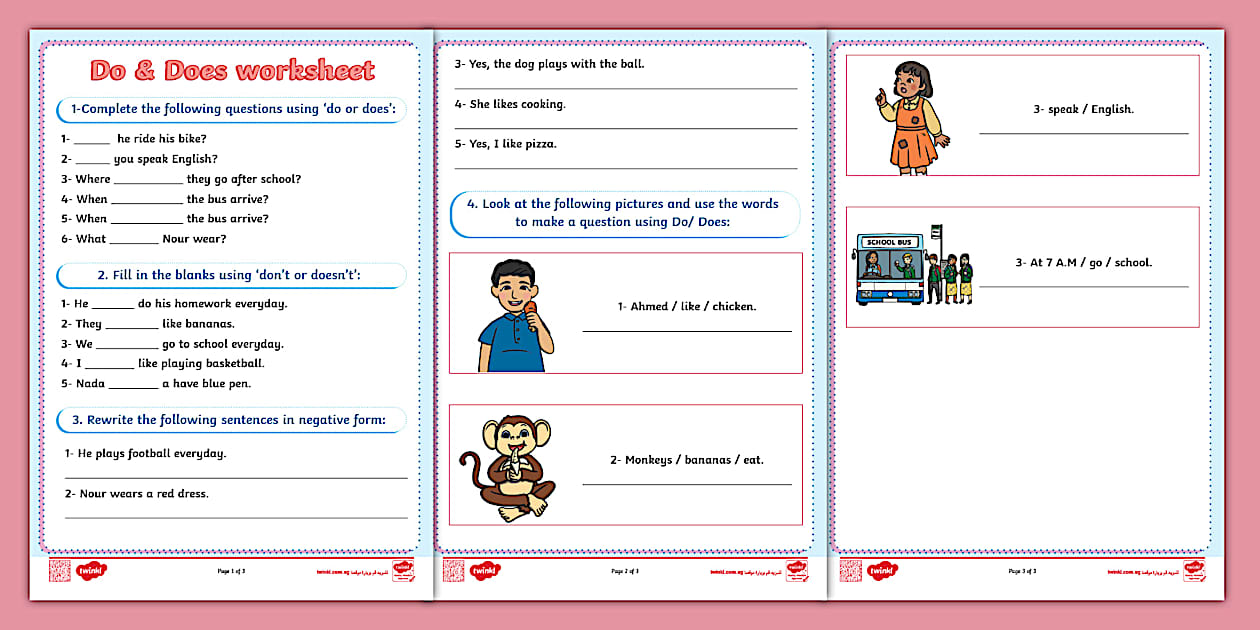 Do & Does Worksheet (teacher made) - Twinkl