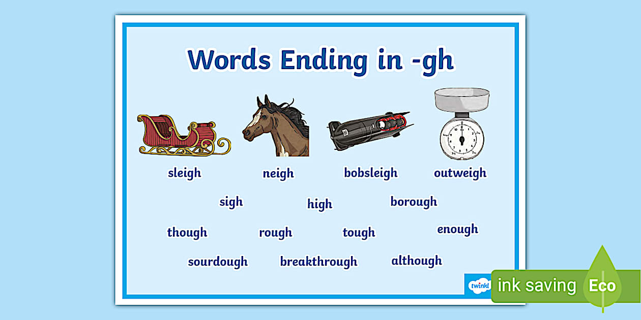 Words Ending in gh Word Mat (TeacherMade) Twinkl
