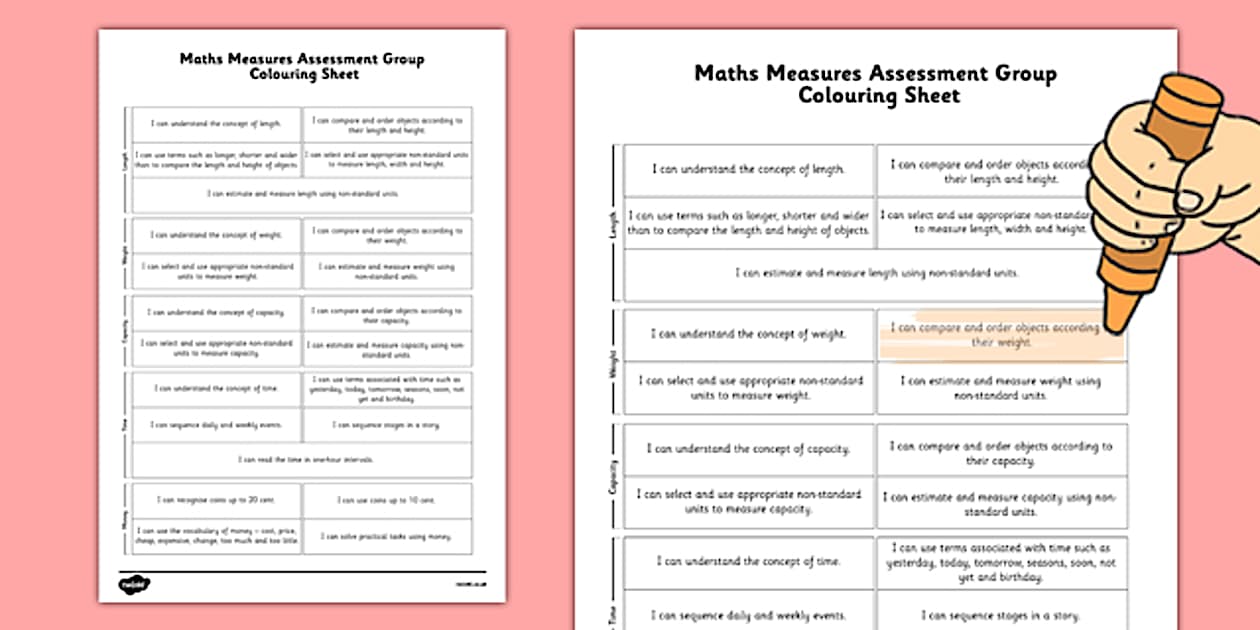 1999 Curriculum Senior Infants Maths Measures Assessment Group ...