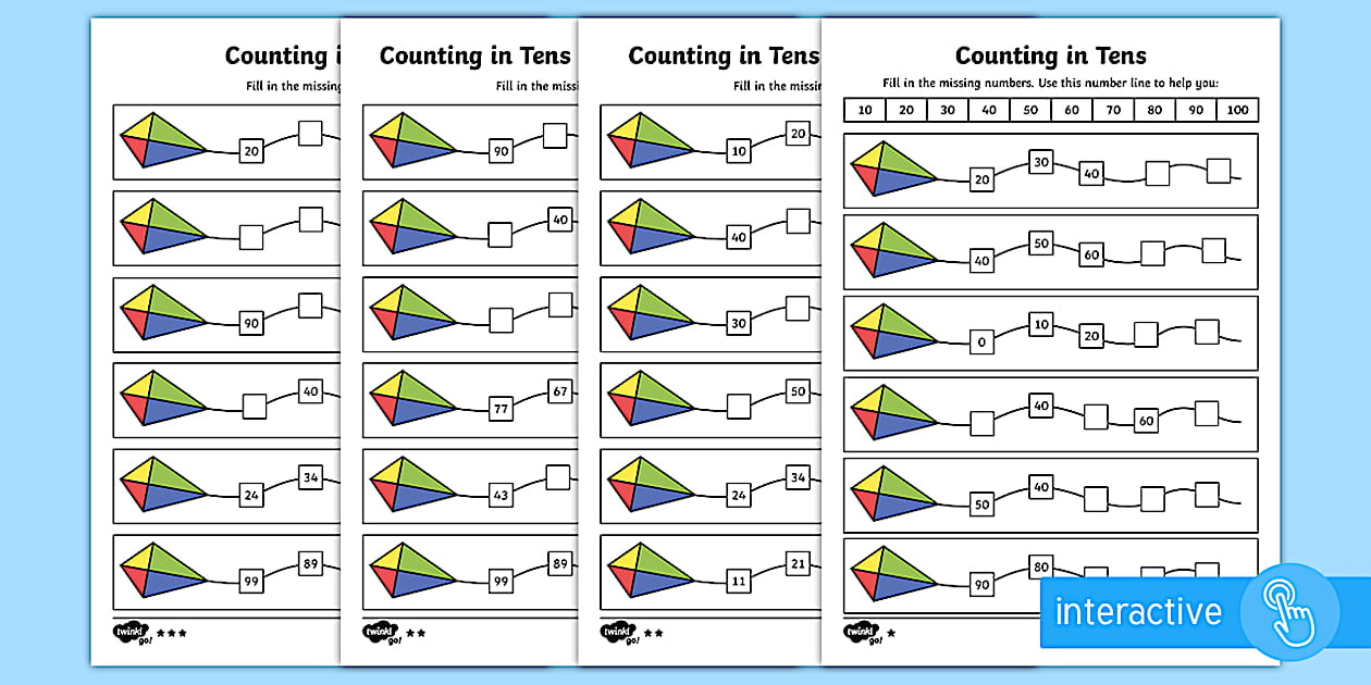 Editable Counting in Tens Worksheet (teacher made) Twinkl
