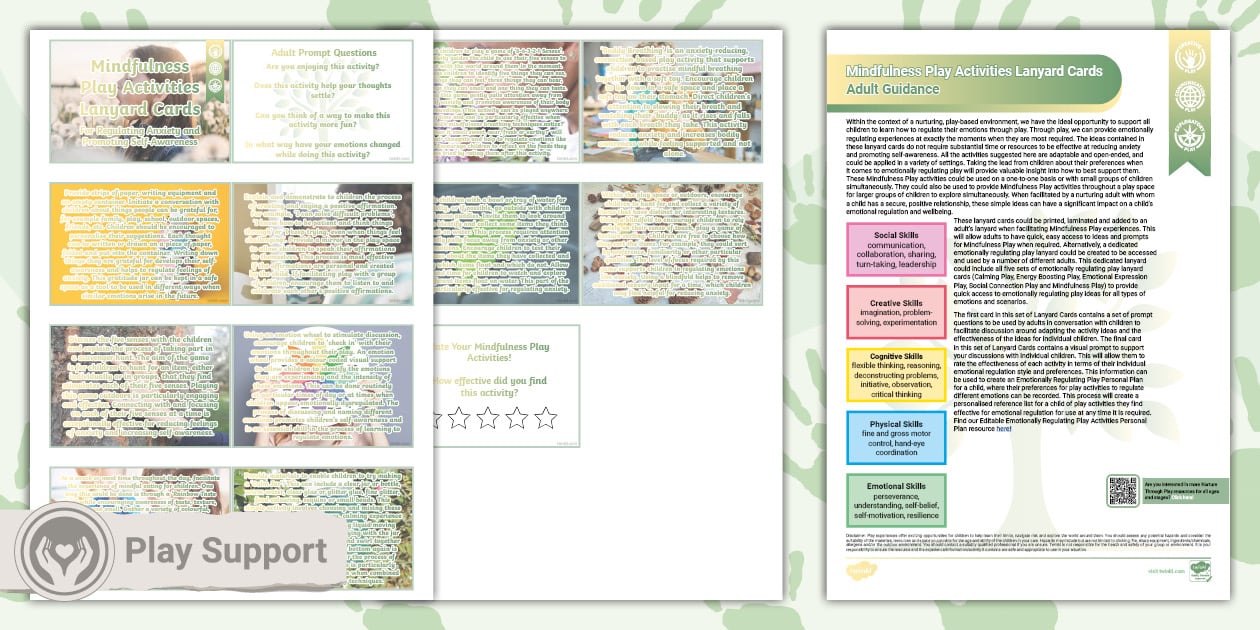Mindfulness Play Activities Lanyard Cards (teacher made)