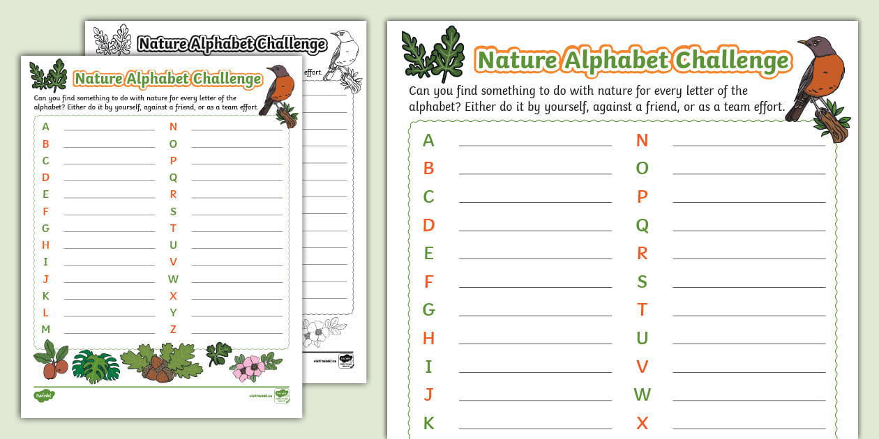 Nature Alphabet Challenge Worksheet