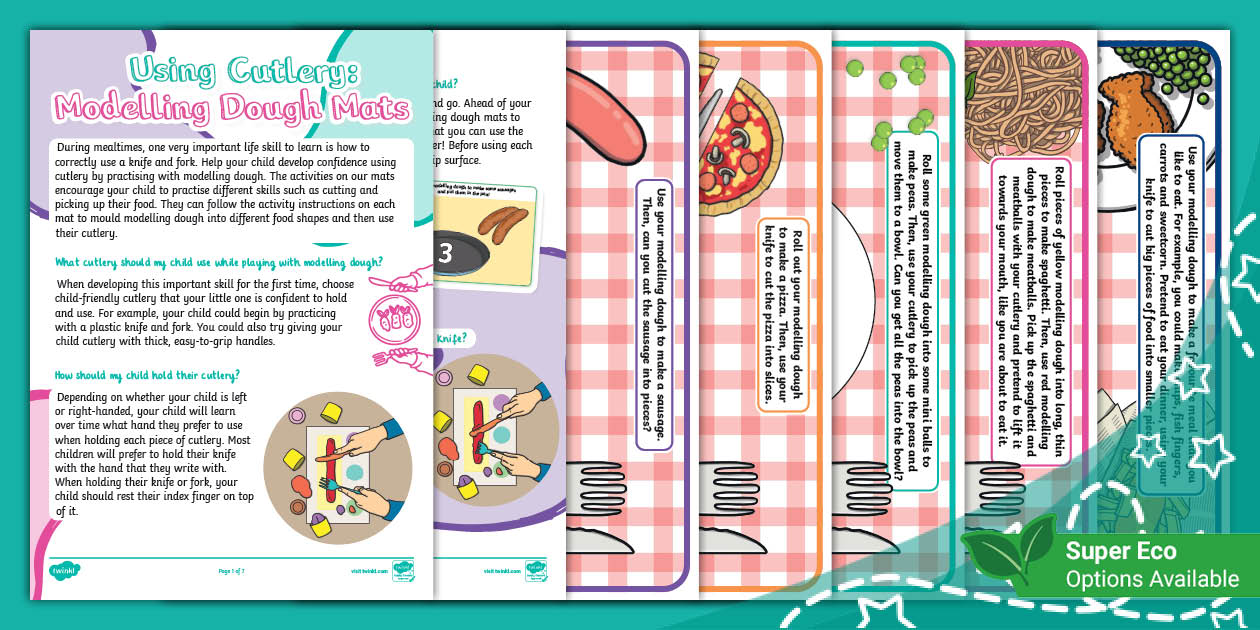 Using Cutlery: Modelling Dough Mats (teacher made) - Twinkl