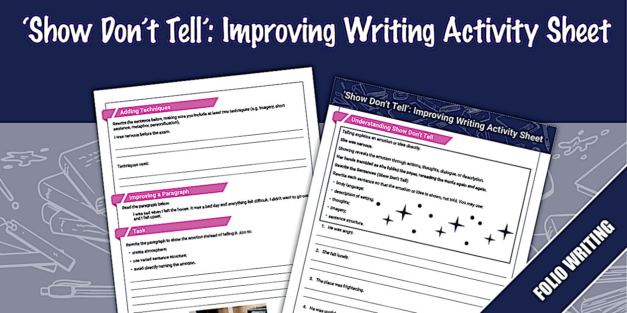 'Show Don't Tell': Improving Writing Activity Sheet