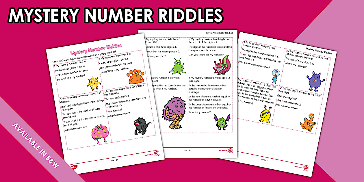 Monster-Themed Place Value Mystery Number Riddles