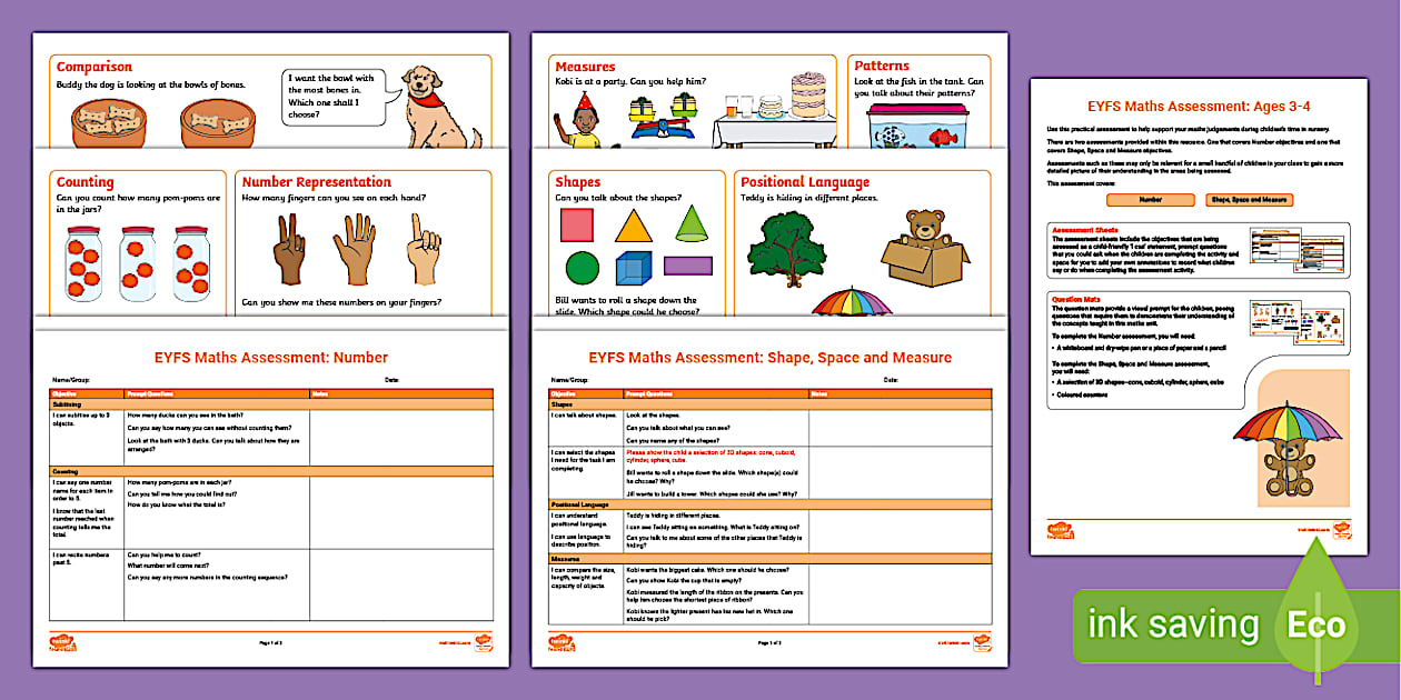 Eyfs maths assessment check ages 3 4 twinkl