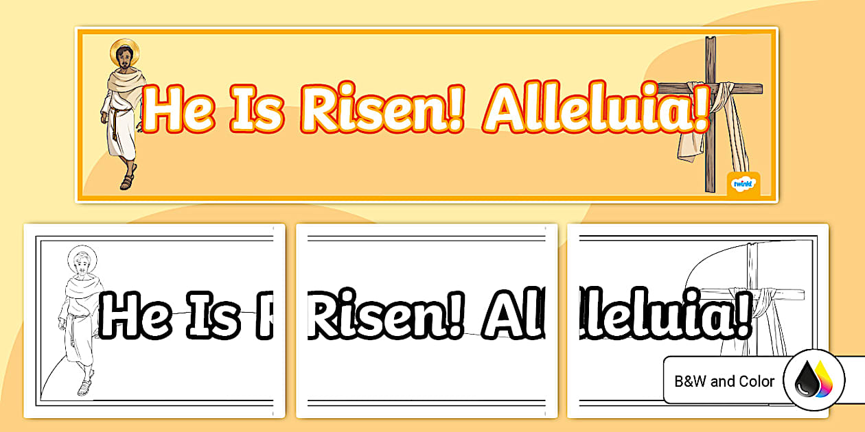He is Risen! Easter Banner (Teacher-Made) - Twinkl