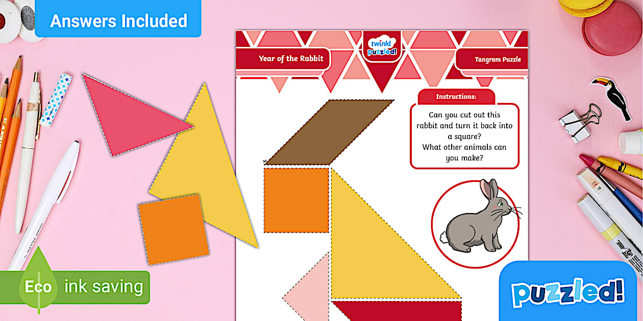 Rabbit Tangrams Example Year of the Rabbit - Tangram Puzzle (Lehrer gemacht)