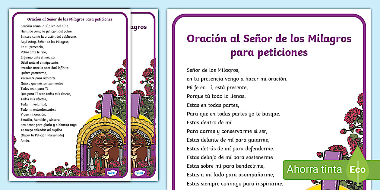 FREE! - Oración al Señor de los Milagros- Guía de trabajo