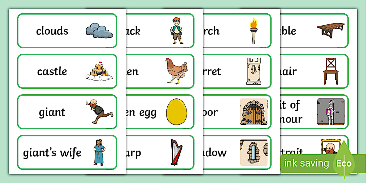Jack and the Beanstalk Giants Castle Word Cards - Twinkl