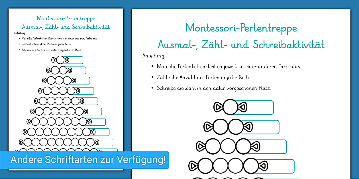 Betzold Bunte Perlentreppe – Montessori Mathe-Lernmaterial Für Kinder, Mit Holzkasten Und 18 Perlenstangen