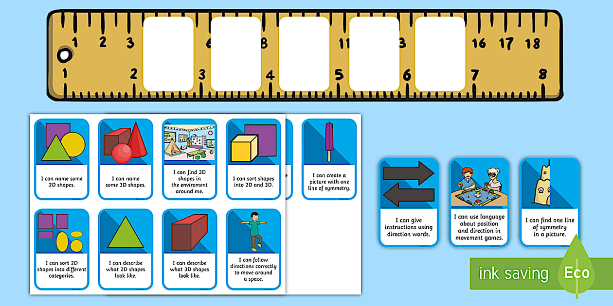 CfE Early Level Shapes and Angles Ruler Display Target Cards