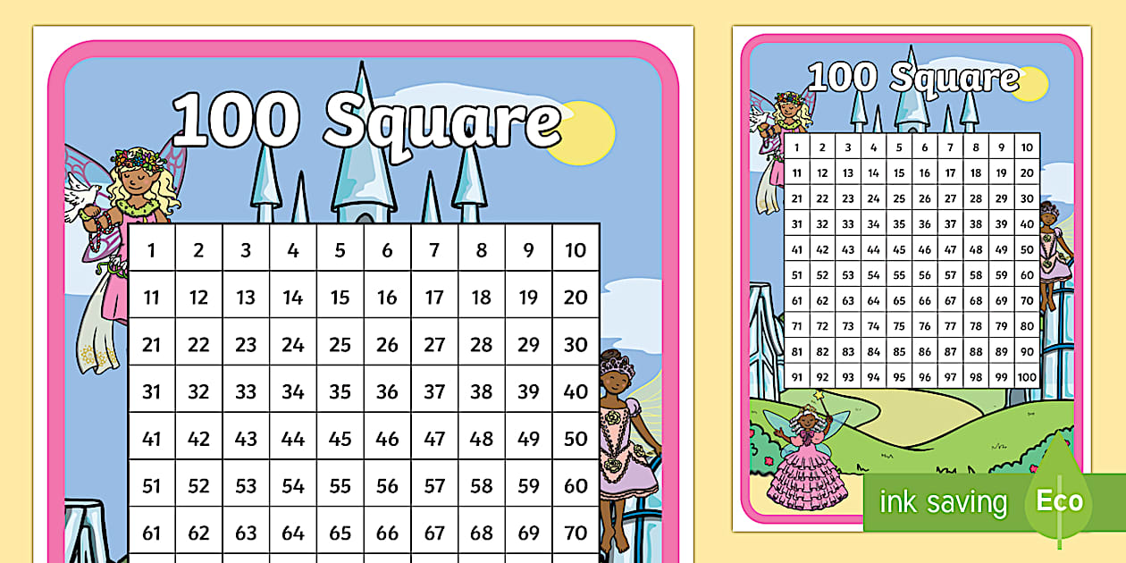 Fairy Themed 100 Square Display Poster
