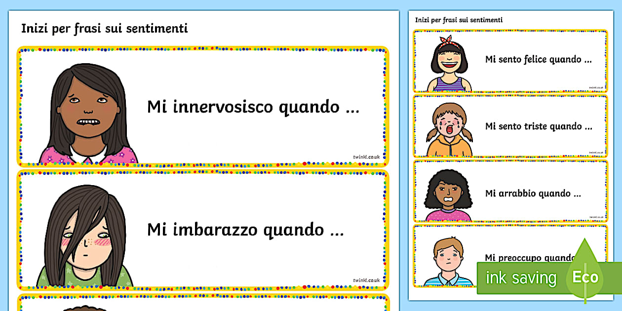 Sentimenti Frasi sulle emozioni e i sentimenti (teacher made) - Twinkl