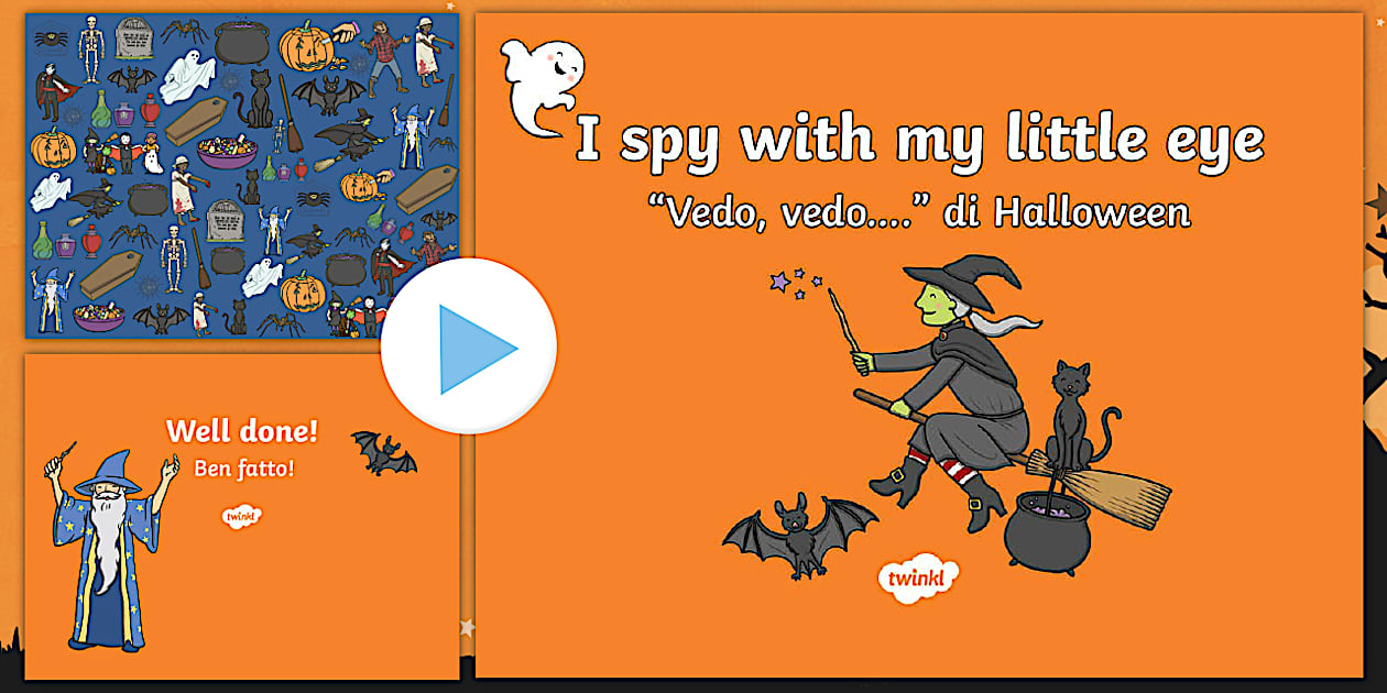 Halloween I Spy Worksheet / Worksheet and PowerPoint Pack English/Italian