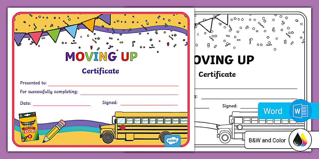 Early Childhood Moving up Certificate (Hecho por educadores)