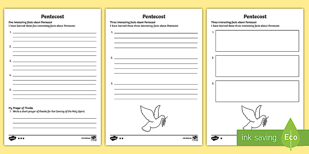 Pentecost: Interesting Facts Differentiated Worksheet / Worksheets