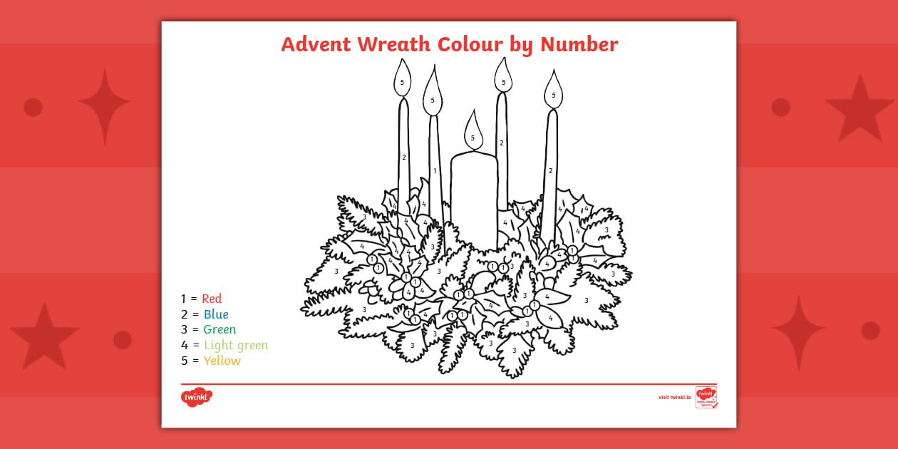 Advent Wreath Colour by Number Worksheet (teacher made)