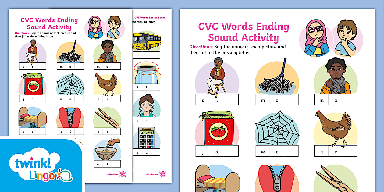 CVC Words Ending Sound Activity Sheets (teacher made)
