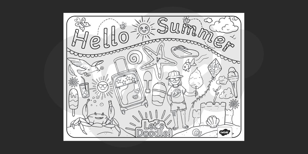 s is for summer coloring page