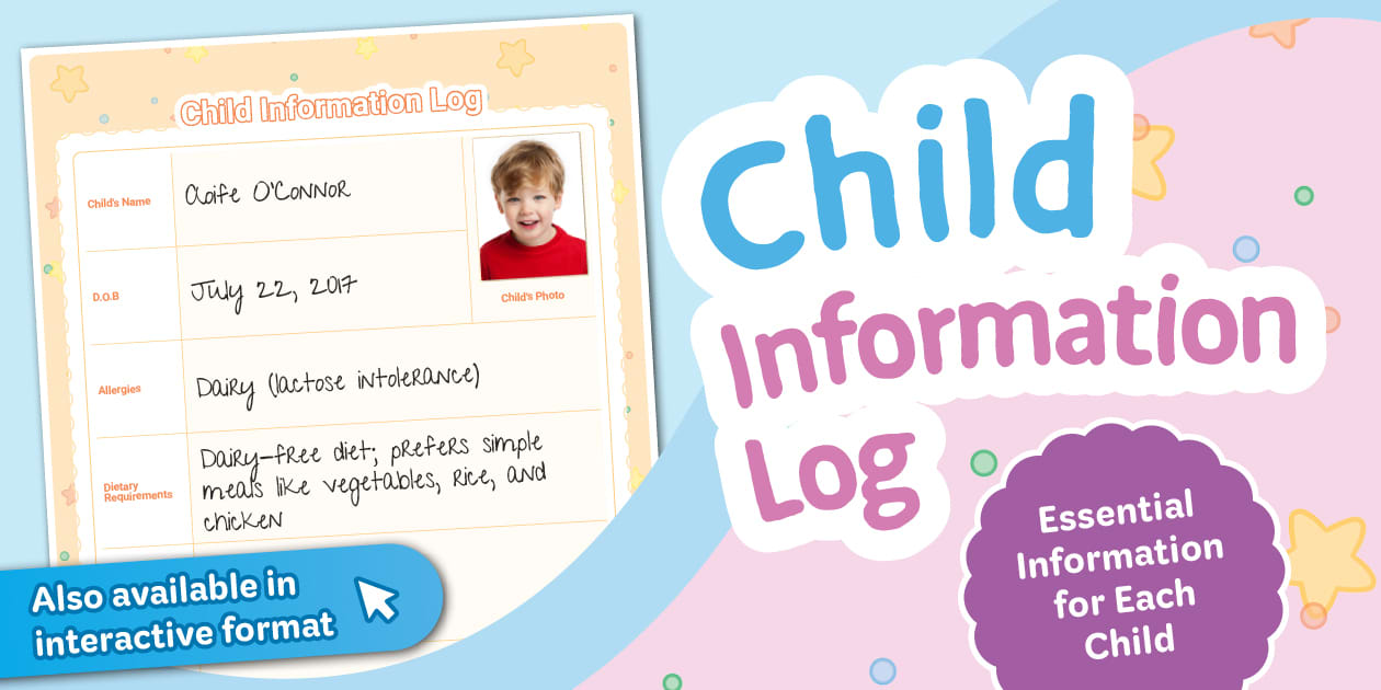 Child Information Log - Early Childhood