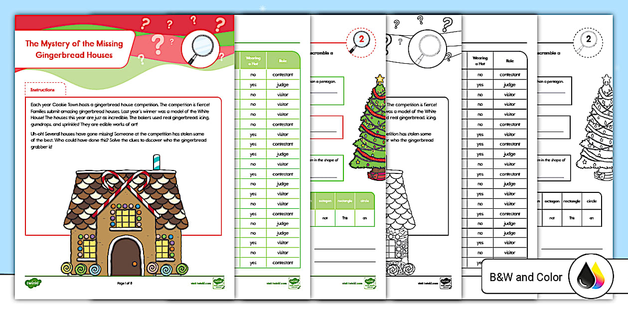 Second Grade The Mystery of the Missing Gingerbread Houses Math Project