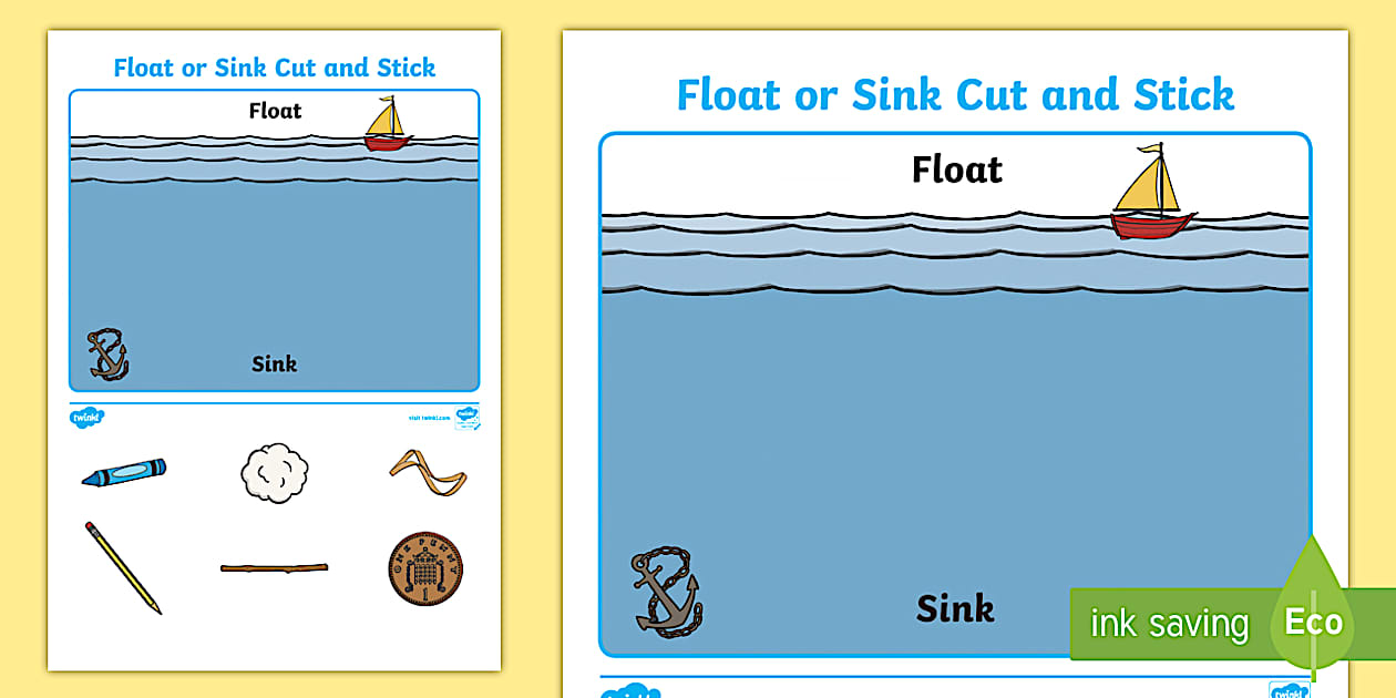 Editable Float or Sink? Cut and Stick Worksheet - Twinkl