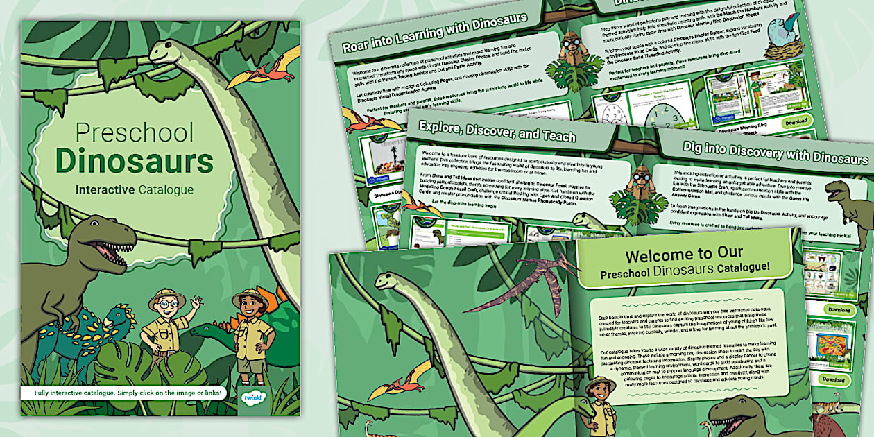 FREE! Interactive Preschool Dinosaur Guide And Catalogue Twinkl
