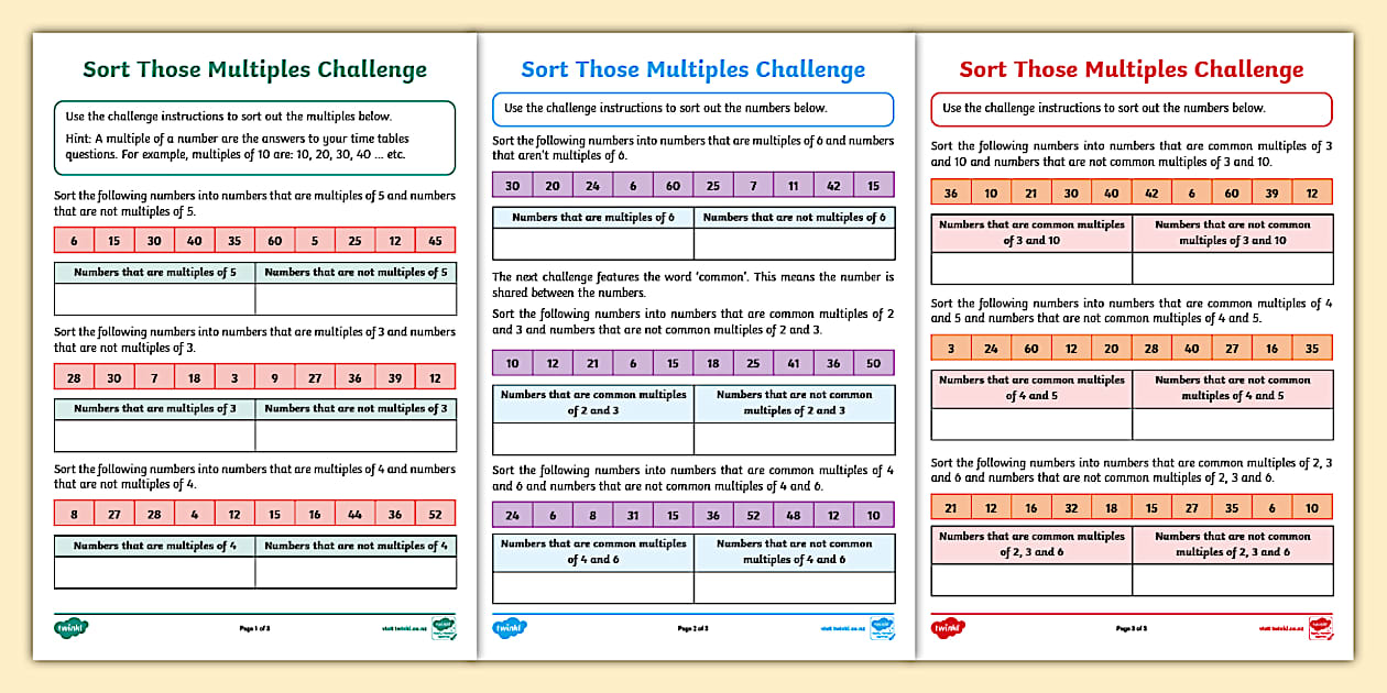 Sort Those Multiples Challenge (teacher made) - Twinkl
