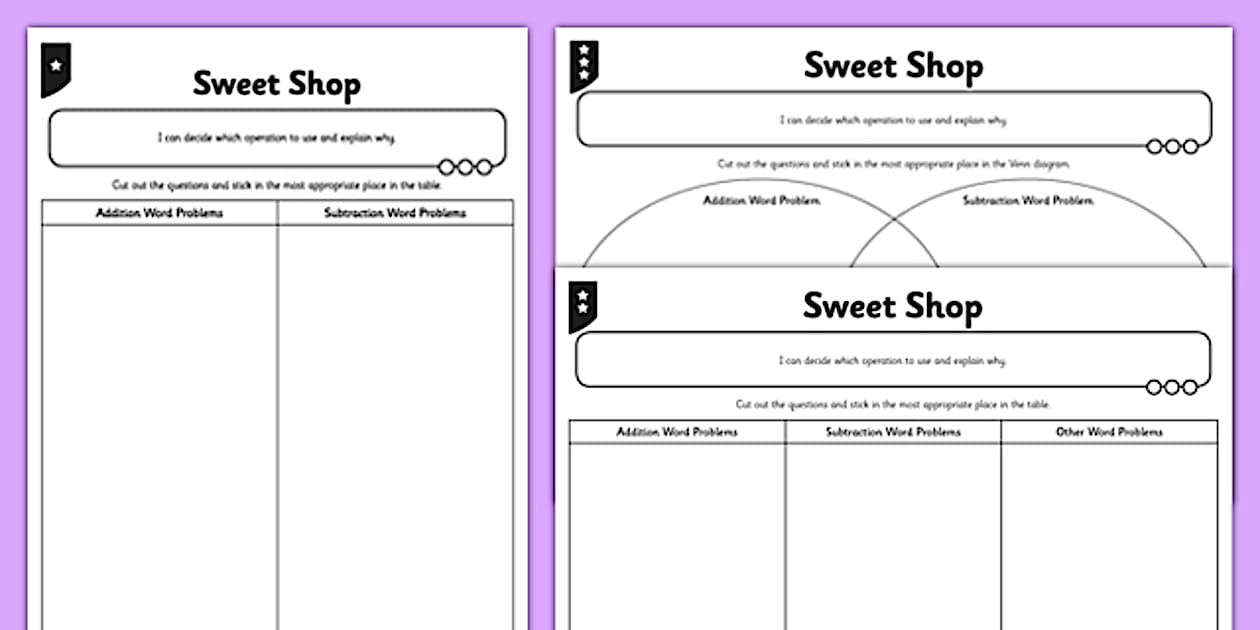 Editable Year 5 Sweet Shop Choose the Correct Operation Activity Pack