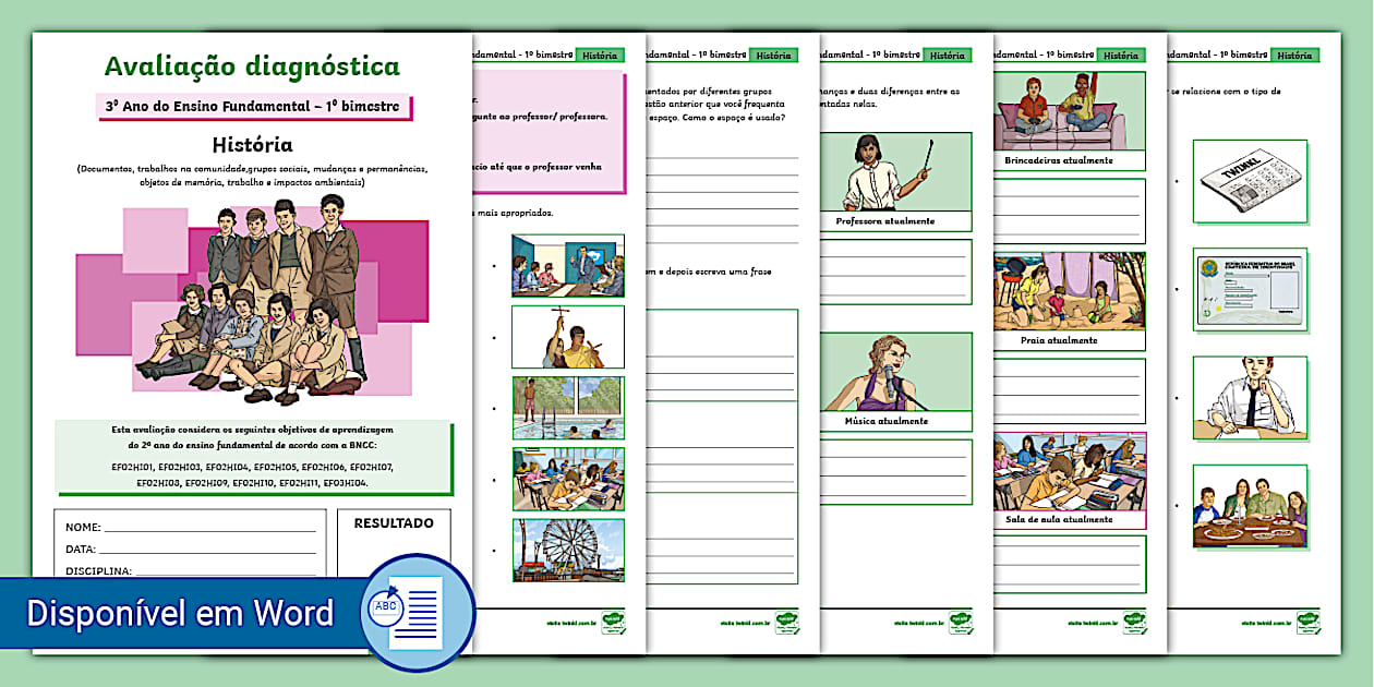 Avaliação diagnóstica de história 3º ano EF - 1º bimestre