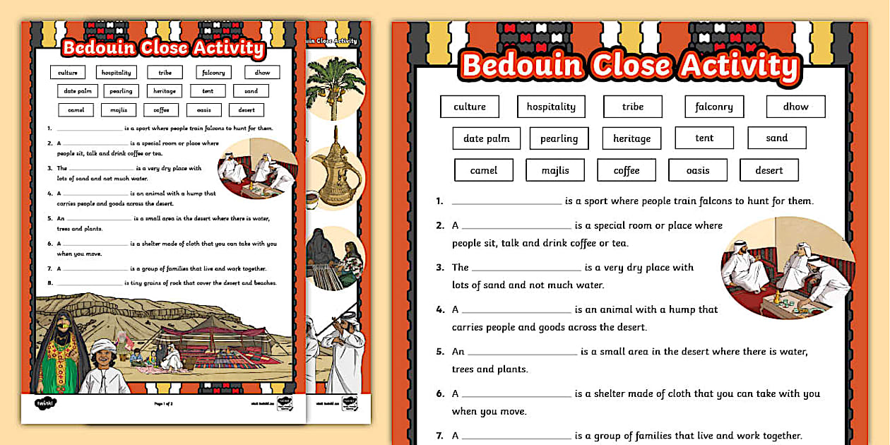 Bedouin Cloze Activity Sheet