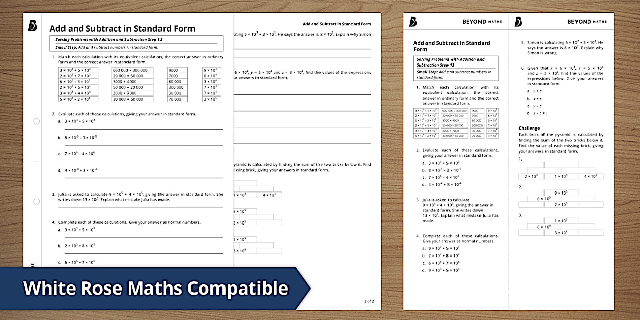 👉 Add and Subtract in Standard Form (teacher made)