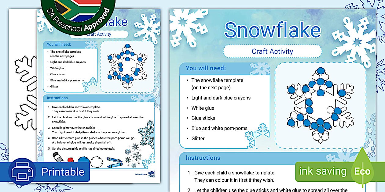 Printable Winter Crafts Snowflake Craft Activity Twinkl