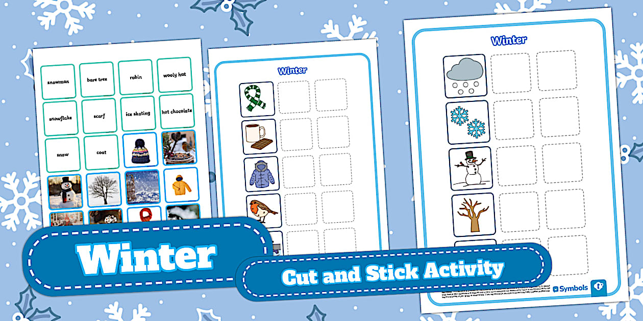Twinkl Symbols: Winter Cut and Stick Matching Activity