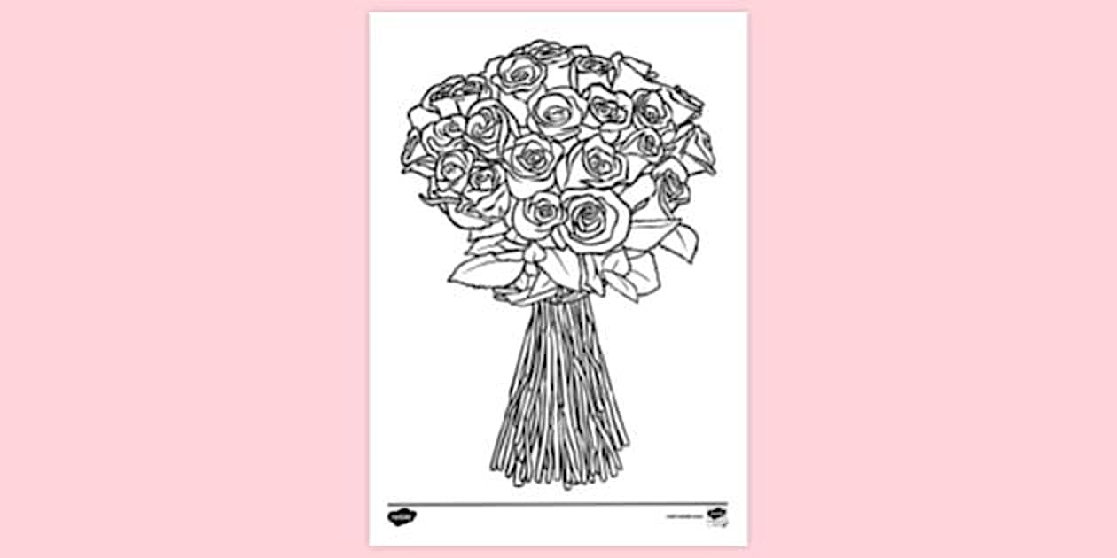 Bunch Of Roses Colouring Page (teacher made) - Twinkl