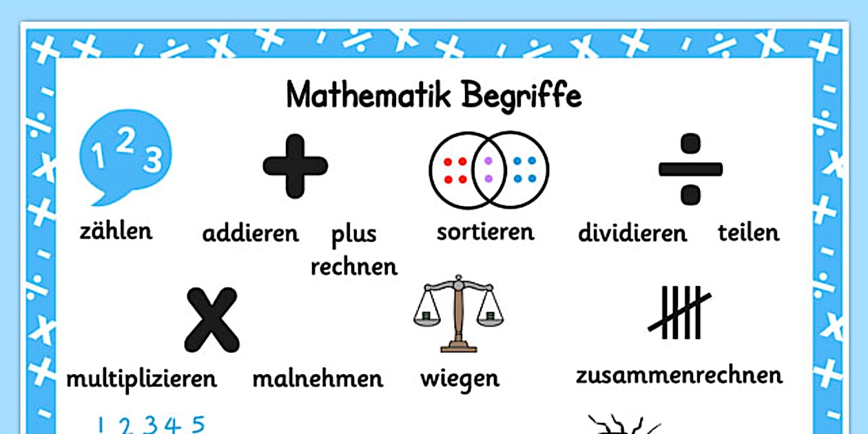 Mathematik Begriffe Numeracy Instructions Word Mat German