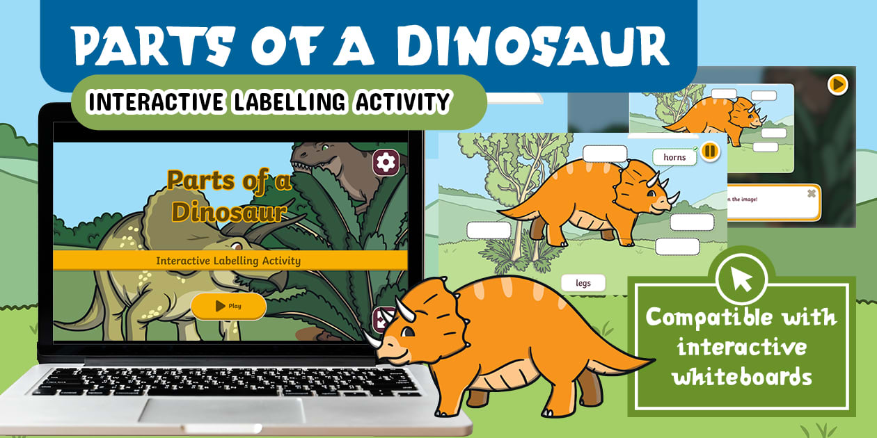 Parts of a Dinosaur Interactive Labelling Activity