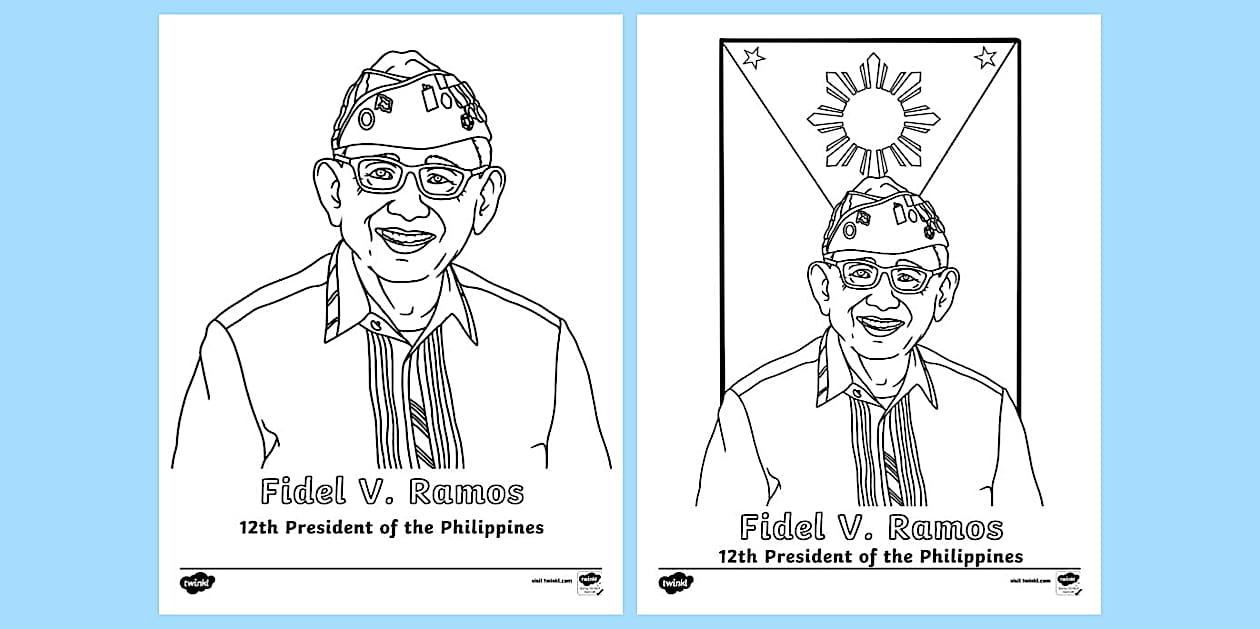 Fidel Ramos 12th President of the Philippines Coloring Sheet