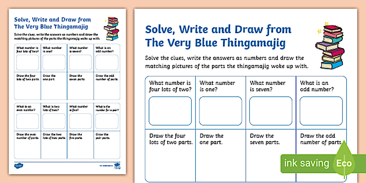 Blue Square Riddles Number Riddle Activity to Support Teaching on The Very Blue Thingamajig